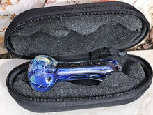 New! 2.5" Mini Glass Spoon Pipe Handmade in Blue w/Black Dicro Stripe