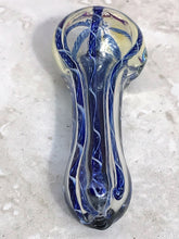 New! 2.5" Mini Glass Spoon Pipe Handmade in Blue w/Black Dicro Stripe