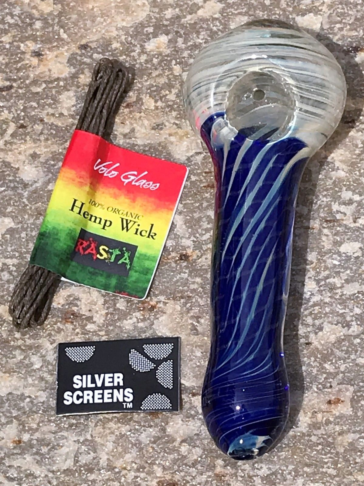 5" Thick Glass Handmade Spoon Pipe, Hemp Wick & Screens - Ice Cream Co 5" Thick Glass Handmade Spoon Pipe, Hemp Wick & Screens - Ice Cream Co