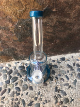 Thick Glass 6" Water Rig Colored Shower Perc. 14mm Male Glass Bowl - Aqua