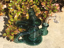 5" Double Recycler Thick Glass Dab Rig Shower Perc & Quartz Banger - Forest Smoke