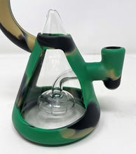 Unique Design in Silicone & Glass 8" Bong Shower Perc 2 - 14mm Bowls - Camo