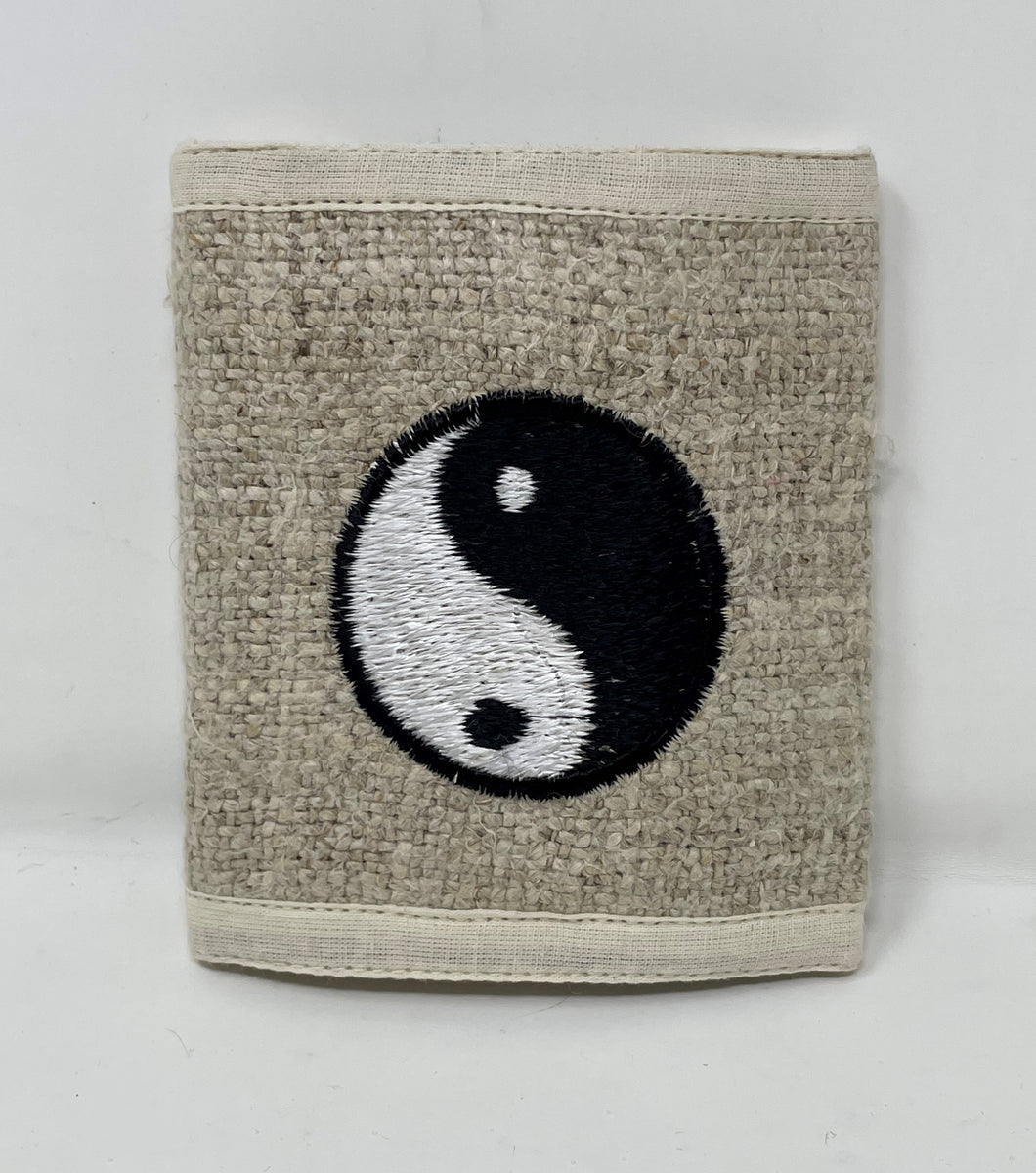 Organic Pure Hemp Handmade Trifold Wallet - Ying/Yang Design