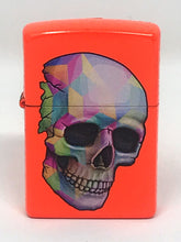 Zippo Lighter - Neon Orange with Multi Color Skull Design -  Great for Outdoor, Indoor & Windproof Use