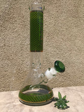 14" Green Goddess Beaker Bong made with Heavy 7mm Thick Glass, Ice Catcher & 2 - 14mmBowls