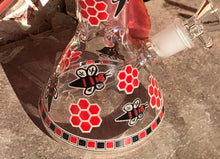 Thick Glass 8" Beaker Bong Bees & Honeycomb Design Slide in Stem with Bowl