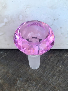 Beautiful Thick Pink & Light Blue Glass 10" Bong 14mm Thick Pink Diamond Bowl - Magenta Silver