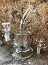 7" Thick Glass Rig Dome Percolator with 2 - 14mm Male Herb Bowls - All Clear