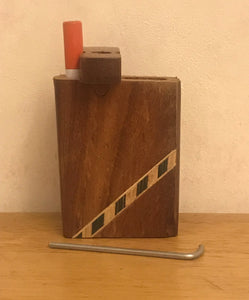 3" Raw Natural Inlaid Wood with Swivel Top Stash Box, Metal Rod & Cleaning Tool - Perfect Gift!