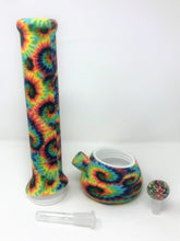 NEW! Tie Dye Design Silicone Detachable 13" Bong Glass Downtem Colored Bowl