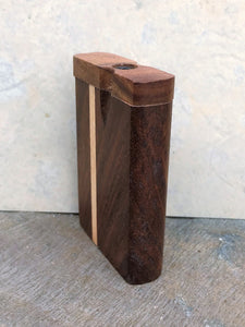 Natural Solid Wood 3" Dugout Stash Box in Pocket Size with Metal Cigarette & Cleaning Tool - Sideline