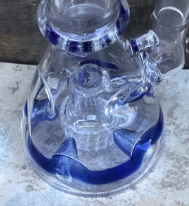 Unique 9.5" Thick Glass Beaker Rig Ice Catcher's Shower Perc Diamond Blue Bowl - See all pictures!