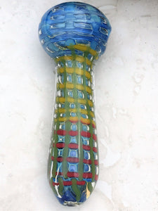 Best Seller! 4.5'' Thick Glass Best Spoon Hand Pipe - Red & Yellow Swirl