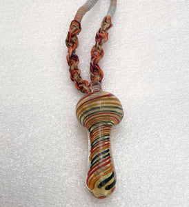 Hemp Necklace with Fumed Glass 3" Hand Spoon Pipe Bowl Unisex