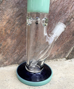 14" Straight Neck Thick Glass Water Bong includes 14mm Male Funnel Bowl - Peace & Serenity