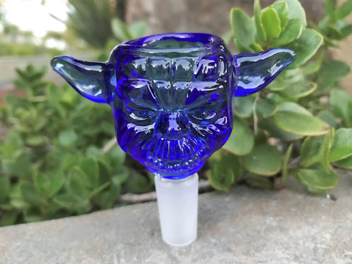 14mm Male Blue Glass Yoda Bowl - Volo Smoke and Vape