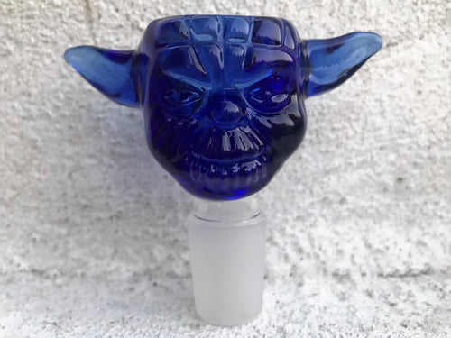 Thick Glass 18mm Male Yo=da Head Herb Bowl - Blue