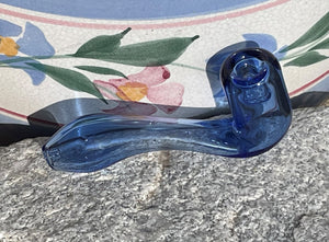 Best! Thick Glass 4" Sherlock Spoon Hand Pipe w/Built in Screen - Clear Blue