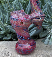 8" Thick Glass Handmade Bubbler w/Carb  - Raspberry Delight