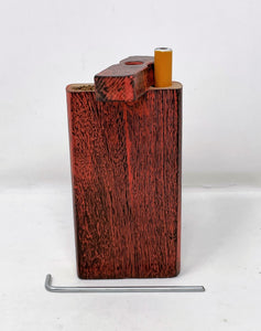 4" Solid Wood Swivel Top Dugout Stash Box Cigarette Cleaning Tool - Red Accents