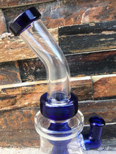 9" Thick Glass, Shower Perc Water Rig/Pipe & 2 - 14mm Male Slide Bowls - Cool Blue