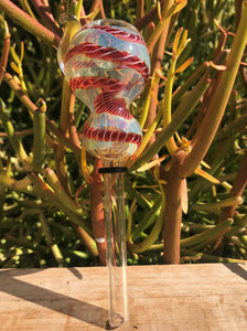 3" Fumed Glass Slide Downstem w/Bowl Attached - Candy Cane