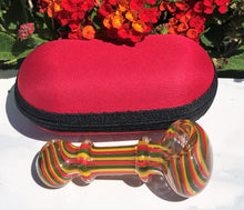 Thick Glass 4" Tobacco Smoking Spoon Hand Bowl Pipe Zipper Padded Hard Case