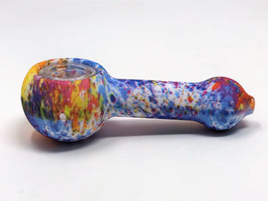 4" Thick Silicone Hand Pipe w/Glass Bowl - Splattered Paint