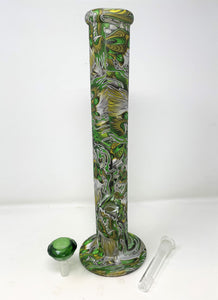 Green Dragon Design 14" Thick Silicone Straight Unbreakable Bong Diamond Bowl