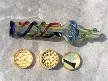 7” Best Steam Roller Hand/Spoon Pipe, Handmade in Heavy Glass with Pipe Bowl & 3-Part Grinder - Colors & Size Can Vary