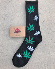Mad Toro Socks Black with Green & White Leaves - 2 Pair
