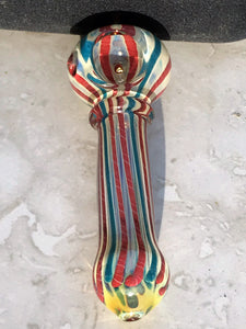 Handmade Fumed Glass 4.5" Spoon Best Hand Pipe Zipper Padded Hard Case - Peppermint