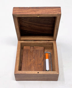 Great Gift! Handmade Wood Stash Box w/Swivel Top Wooden Dugout, One Hitter & Cleaner Set