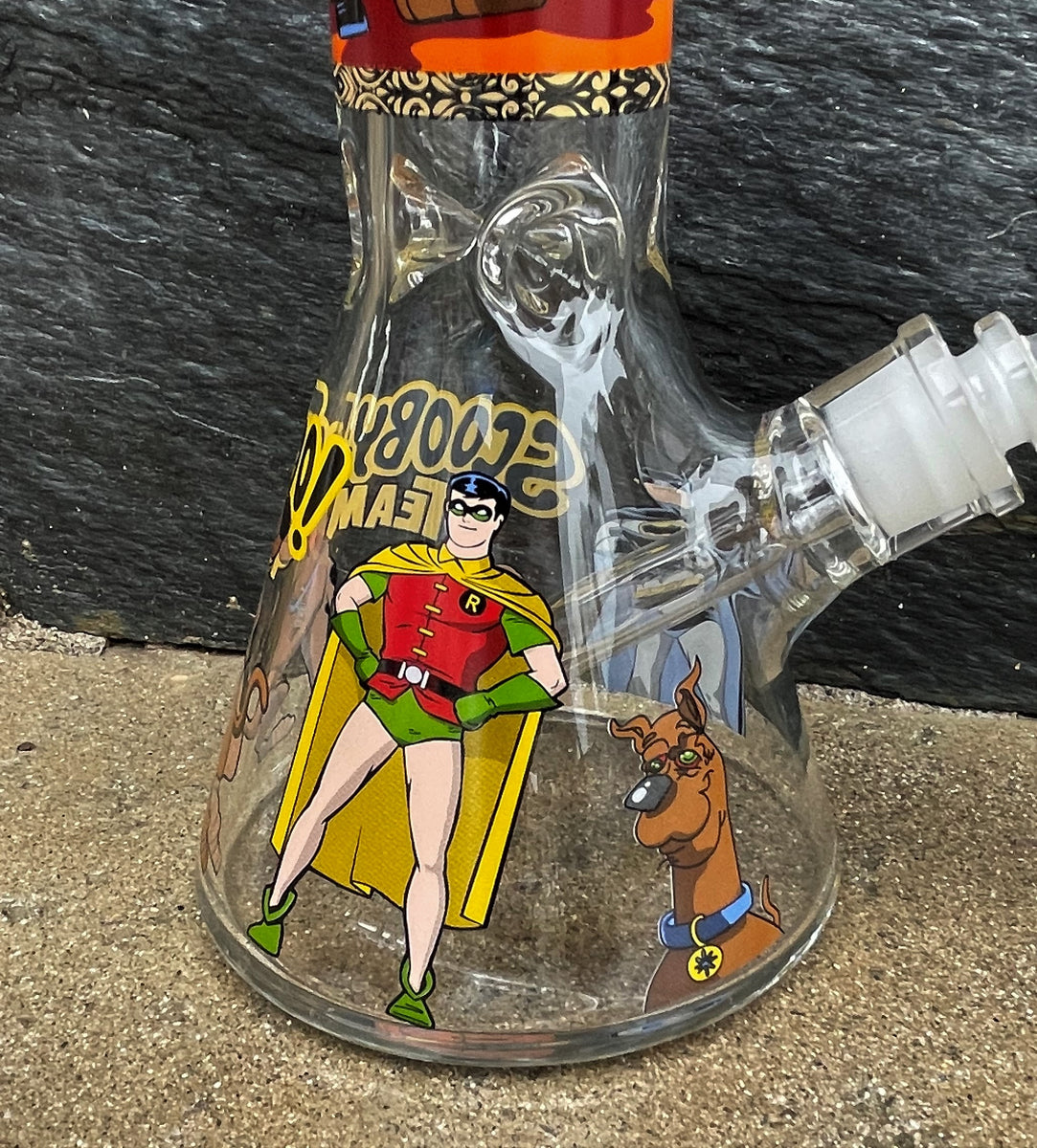 Collectible 14" Thick Heavy Glass Beaker Bong Scooby Doo Design 2 Bo