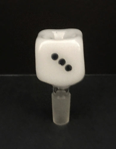 Collectible Handmade 14mm Male Thick White Glass Dice Shape Bowl