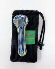 Thick Fumed Glass 4.5" Hand Spoon Pipe Bowl w/Draw String Padded Pouch