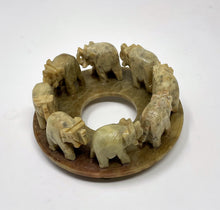 Decorative Circle of Elephants Figurines in Hand Carved Stone
