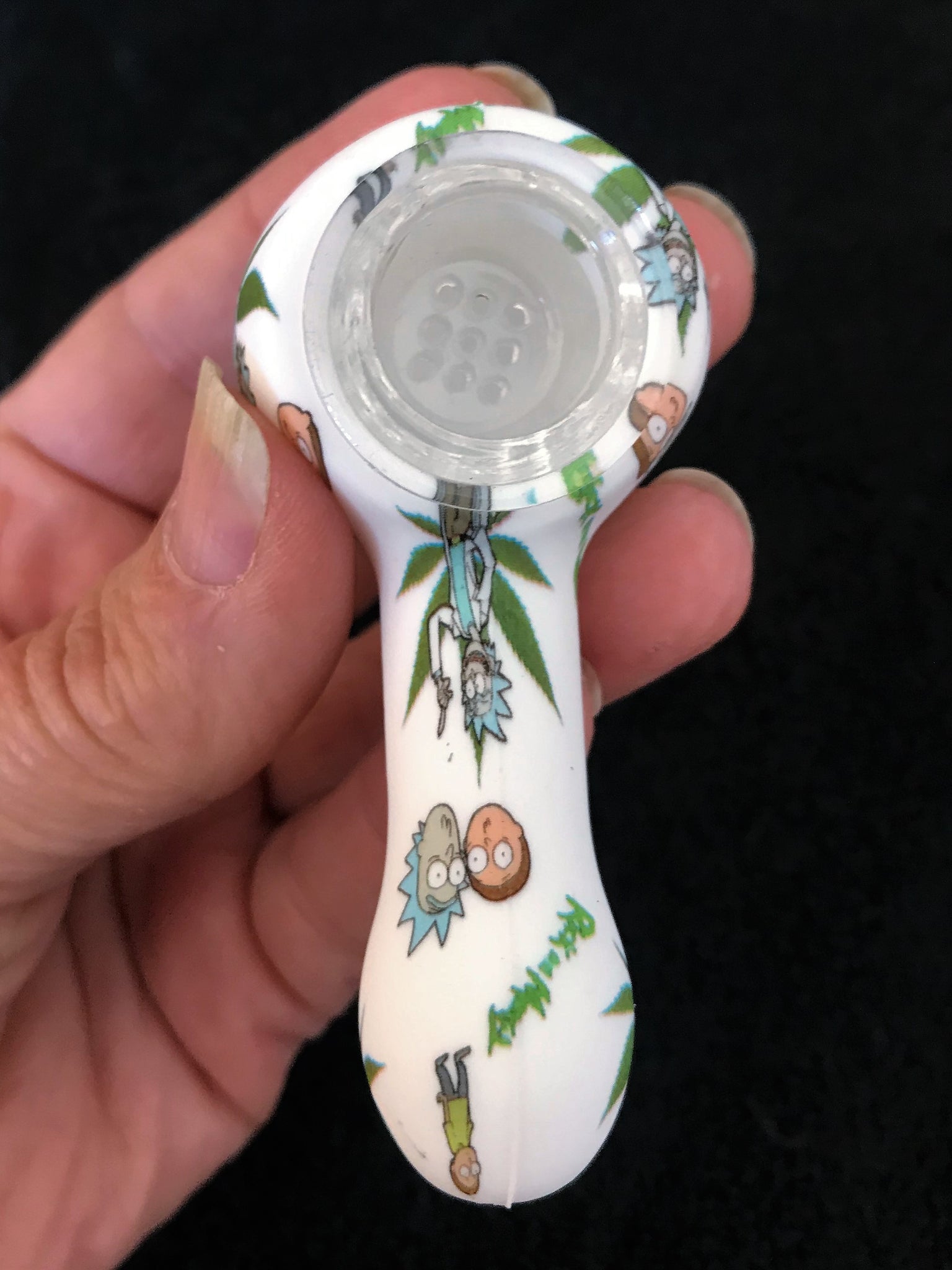 Best 3 Silicone Rick & Morty Spoon Hand Pipe with Glass Screen