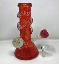 8" Thick Heavy Soft Glass Bong w/Glow in the Dark 2 - 14mm Thick Glass Bowls - Hot Chile