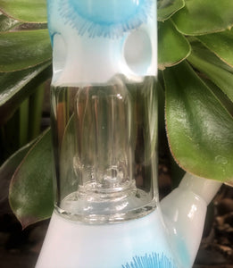 8" Beaker Dome Percolator Glass Water Bong Ice catchers 2-Slide Stem with Bowl - Blue Daiquiri
