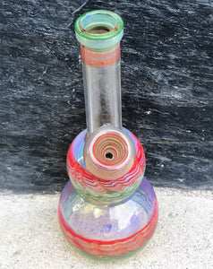 Best Mini 6" Fumed Glass, Multi Colors, Water Bong with Slide in Stem Attached Bowl
