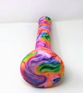 Beautiful Multi Color Swirl Design Thick Silicone Detachable 13" Beaker Bong