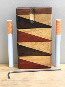The Best 4" Wood Tobacco Dugout/Stash Box with 2 Aluminum Bats & Cleaning Tool - Shuffleboard Pattern
