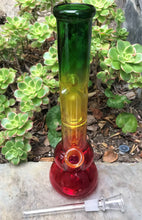 12" Rasta Colors Water Pipe Glass Bong w/Double Perc, Ice Catcher, Downstem & Bowl - Get Yours!