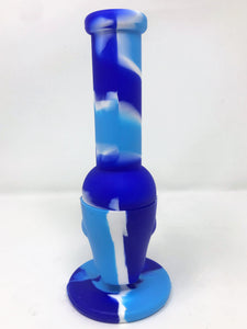 8" Silicone Detachable & Unbreakable Skull Bong w/14mm Thick Glass Bowl - Lt Blue & Royale