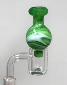 Handmade Thick Glass Carb Cap Green Color Swirl Design