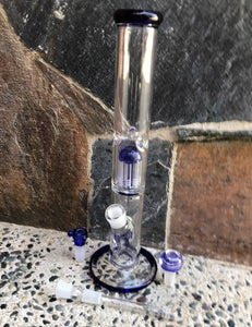 Thick Glass Straight 16" Bong Ice Catchers 8 Arm Tree Perc. 2- 18mm Bowls