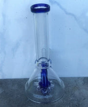 6” Straight Neck Glass Beaker Base Bong w/14mm Male Bowl Slide - Blue