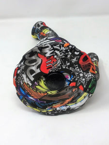 10.5" Music Graphic Unbreakable & Detachable Silicone Large Jug Rig  & Guitar Hand Pipe