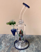 Beautiful Glass Color Leaves inside 9.5" Thick Glass Rig &14mm Bowl Leaf